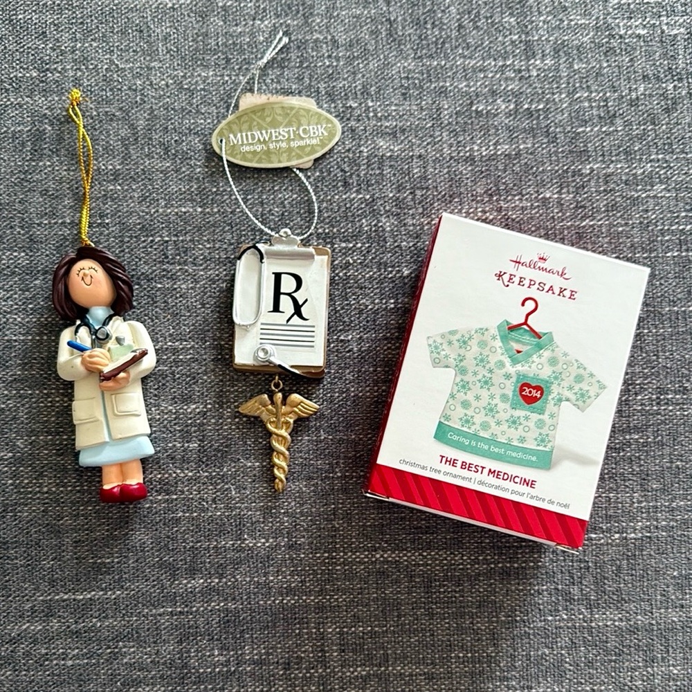 ⭐️SOLD⭐️ Doctor Nurse Healthcare Professions Ornament Set